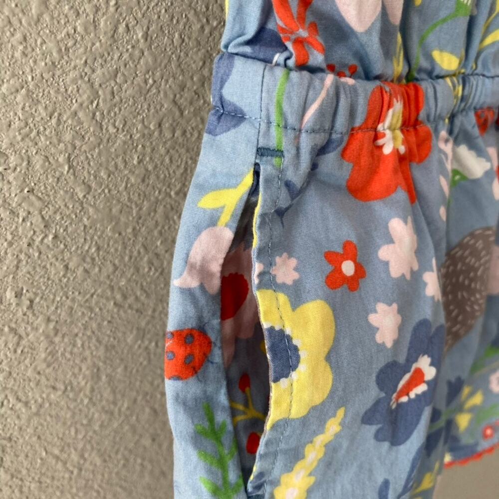 Mini Boden Woven Romper Playsuit - Birds Flowers Rabbits - Blue Red - 5-6 - Picture 3 of 7
